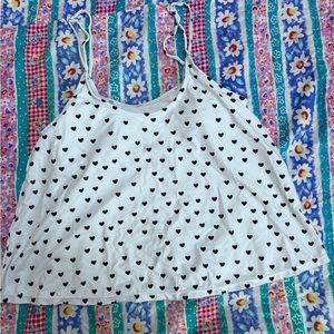 Swim Tankini White and Black Heart in Size Medium